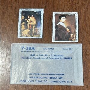 Vintage 1967 Dahomey Paintings  Airmail Stamps Set Original Packaging